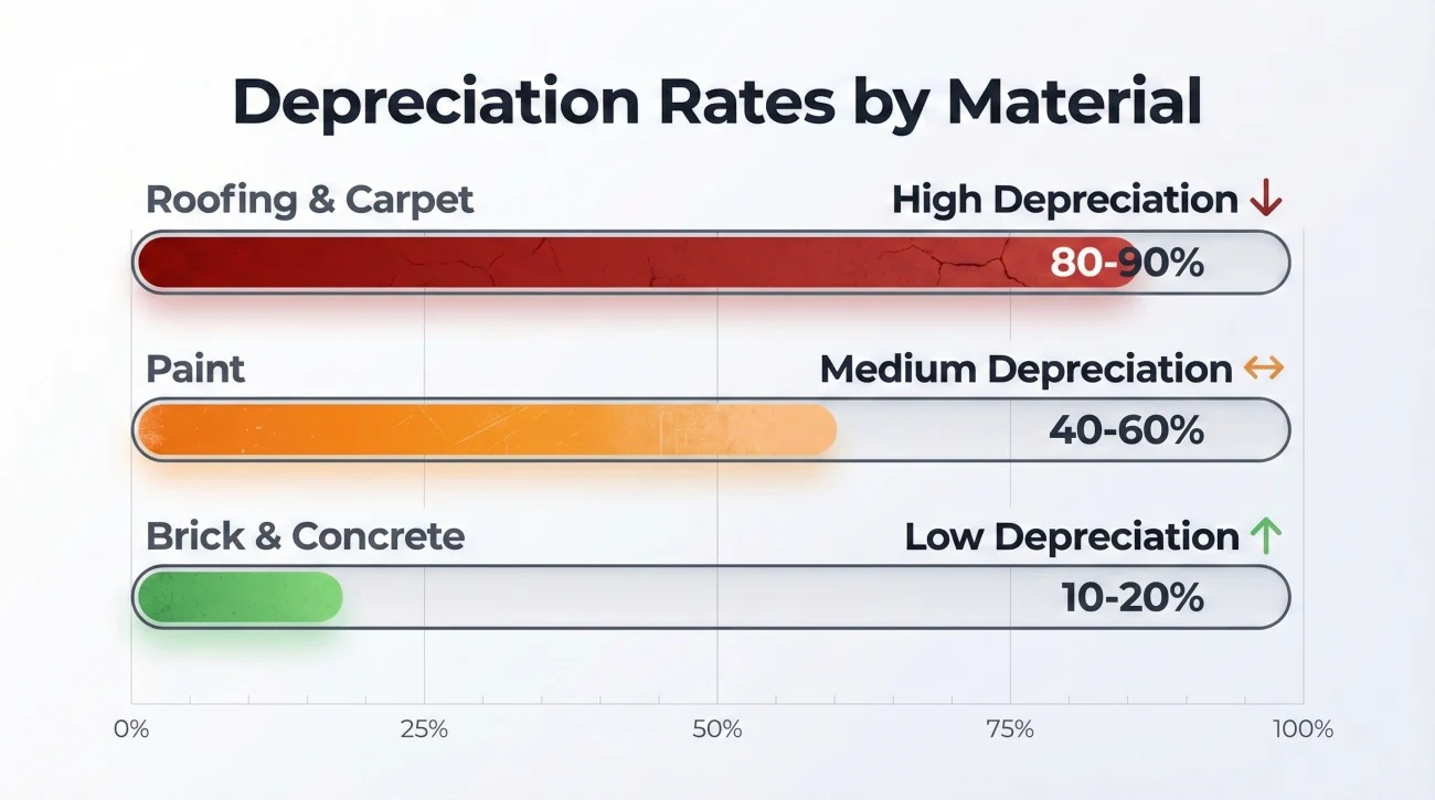 Comparison Of Depreciation Rates For Roof Carpet And Solid Elements