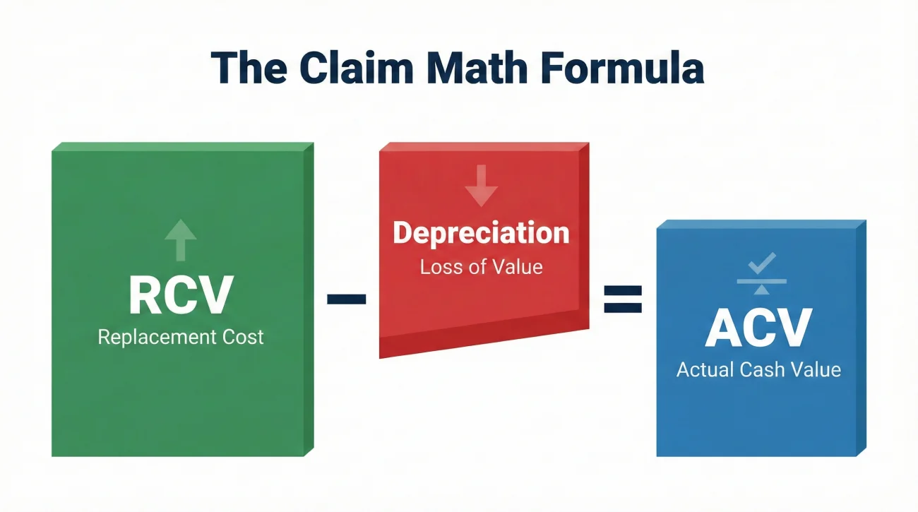Visual Formula Showing Relationship Between RCV Depreciation And ACV