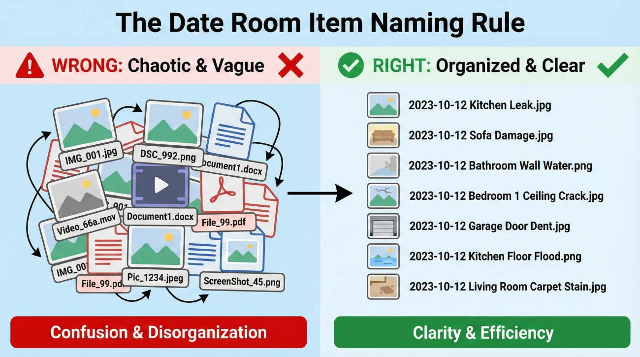 File Naming Convention Date Room Item