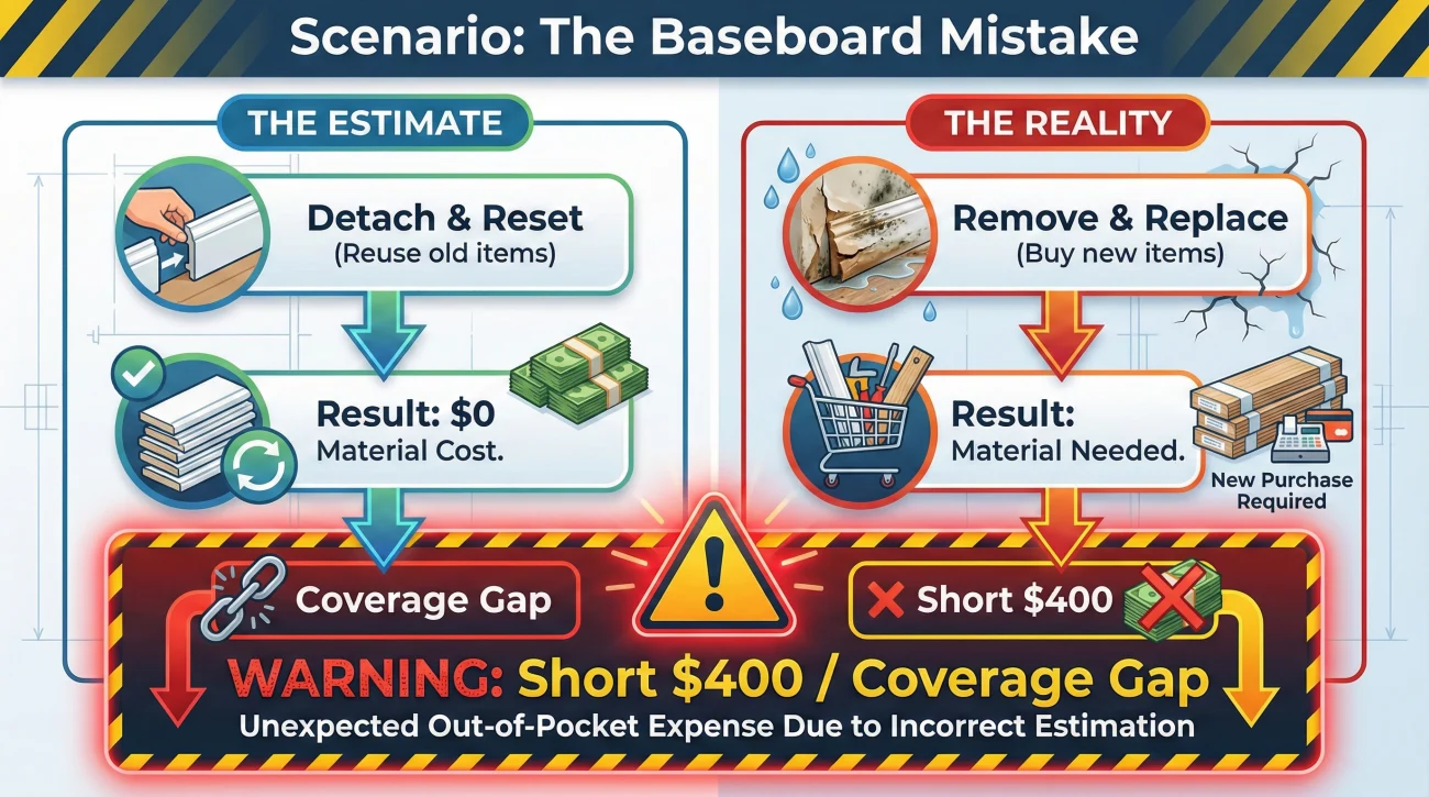 Insurance Estimate Mistake Baseboard Scenario