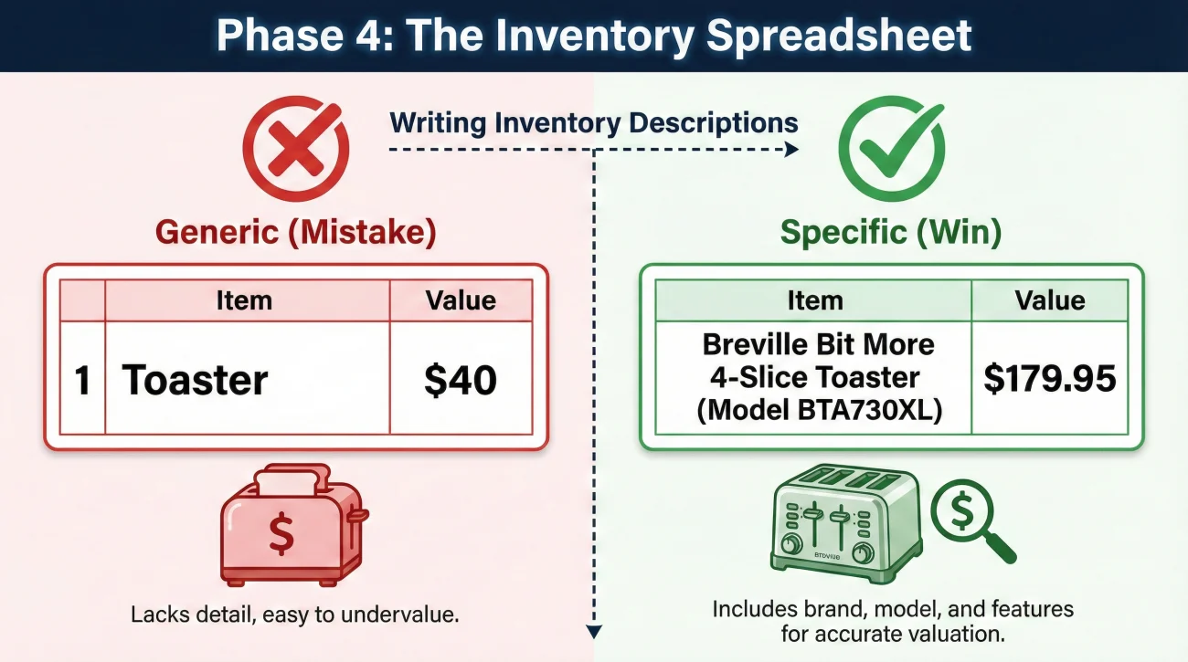Inventory Spreadsheet Generic Vs Specific