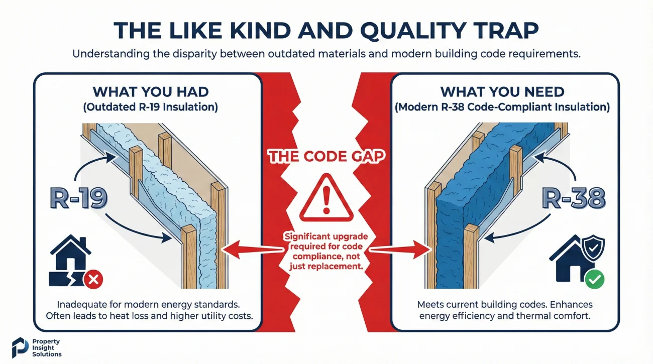 Comparison Between Standard Insurance Estimates And Modern Building Code Requirements