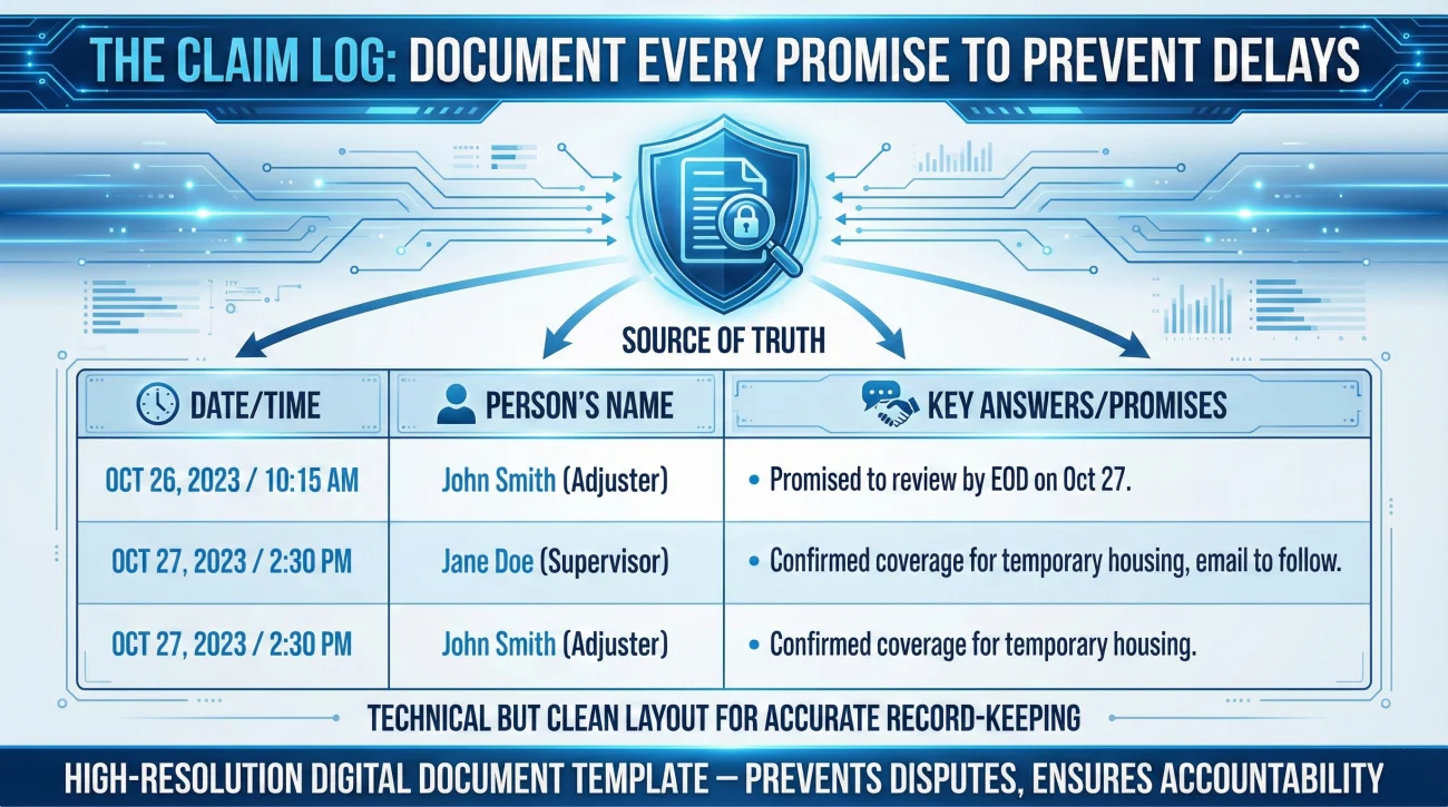 Day 1 Questions: What to Ask So You Get a Real Next Step 5 Creating A Claim Log For Insurance Communication Records