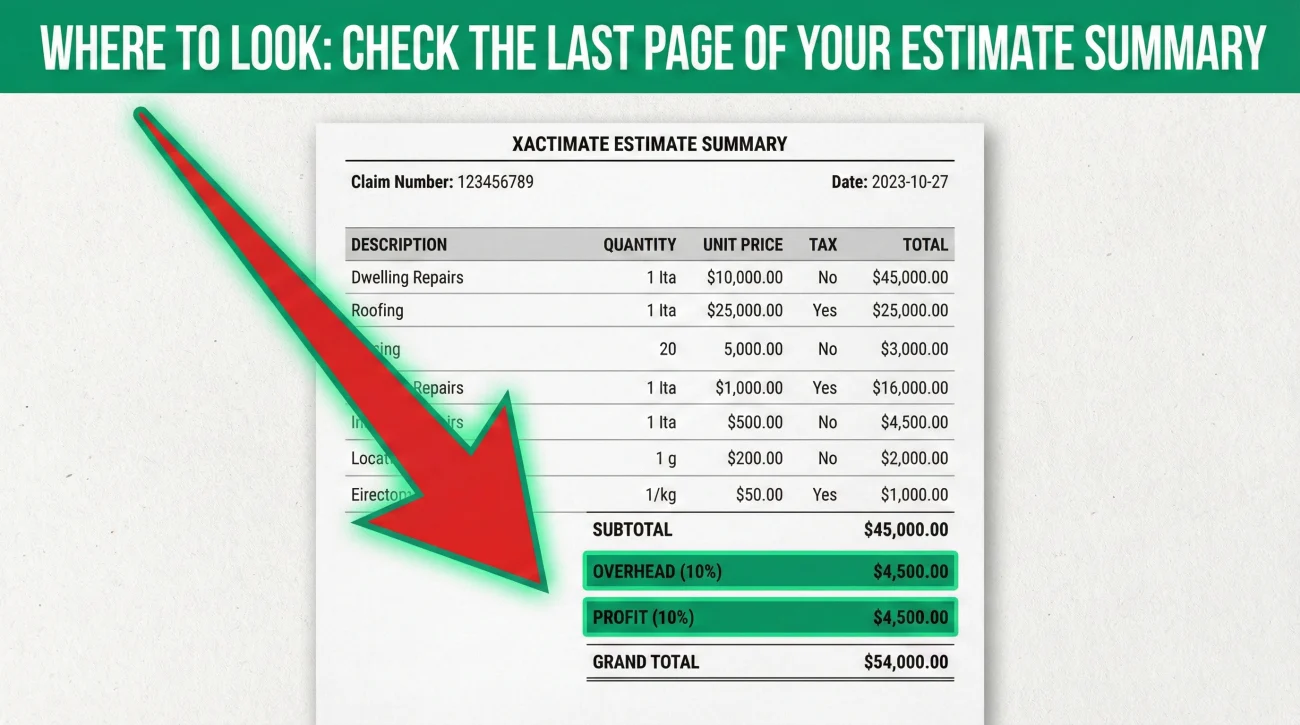 How To Find Overhead And Profit On An Xactimate Summary Page