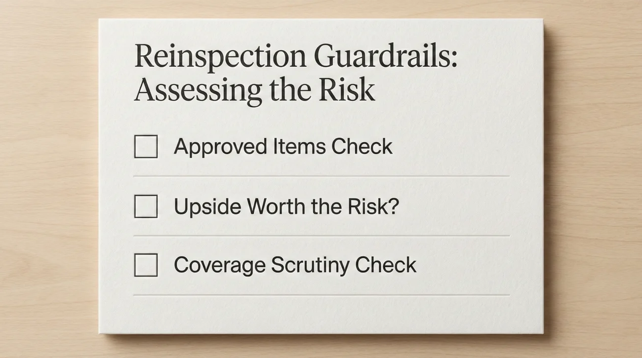 Requesting an Insurance Reinspection: When to Ask and What to Have Ready 5 Insurance Claim Reinspection Risk Assessment Checklist