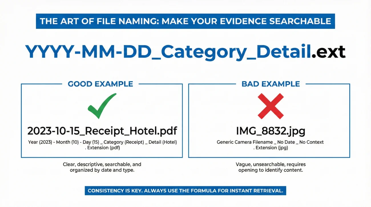Organize Evidence: A Folder Structure You Can Maintain Under Stress 3 Professional File Naming Convention For Insurance Evidence