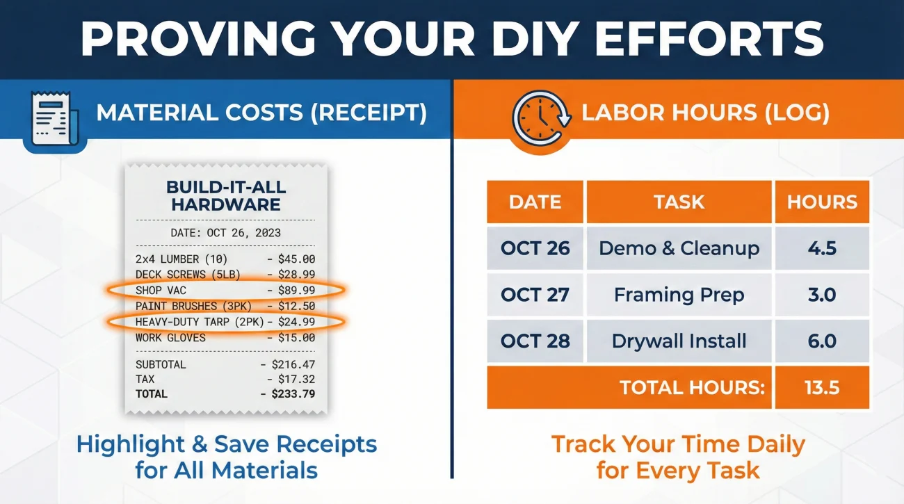 DIY Insurance Mitigation Receipt And Labor Logging Rules