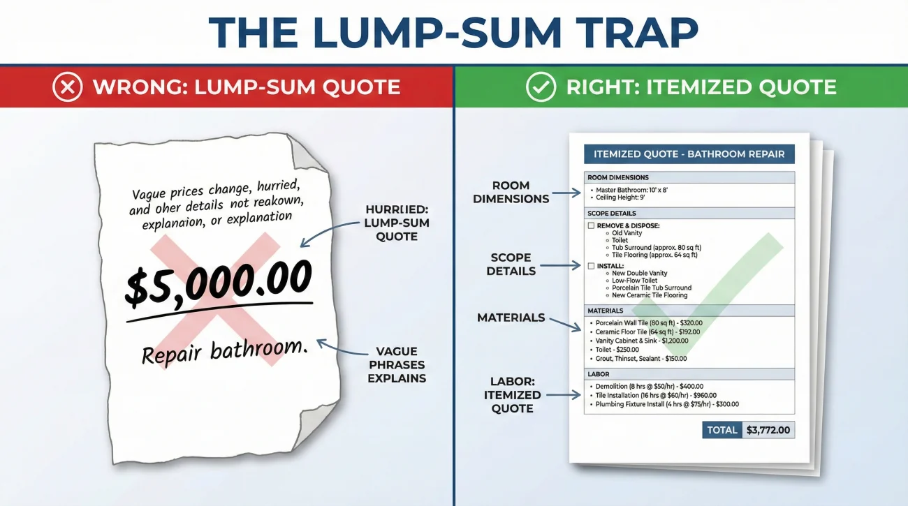 Lump Sum Vs Itemized Insurance Contractor Quotes
