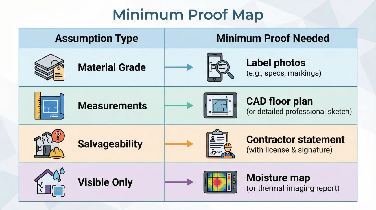 Minimum Proof Requirements For Correcting Insurance Assumptions