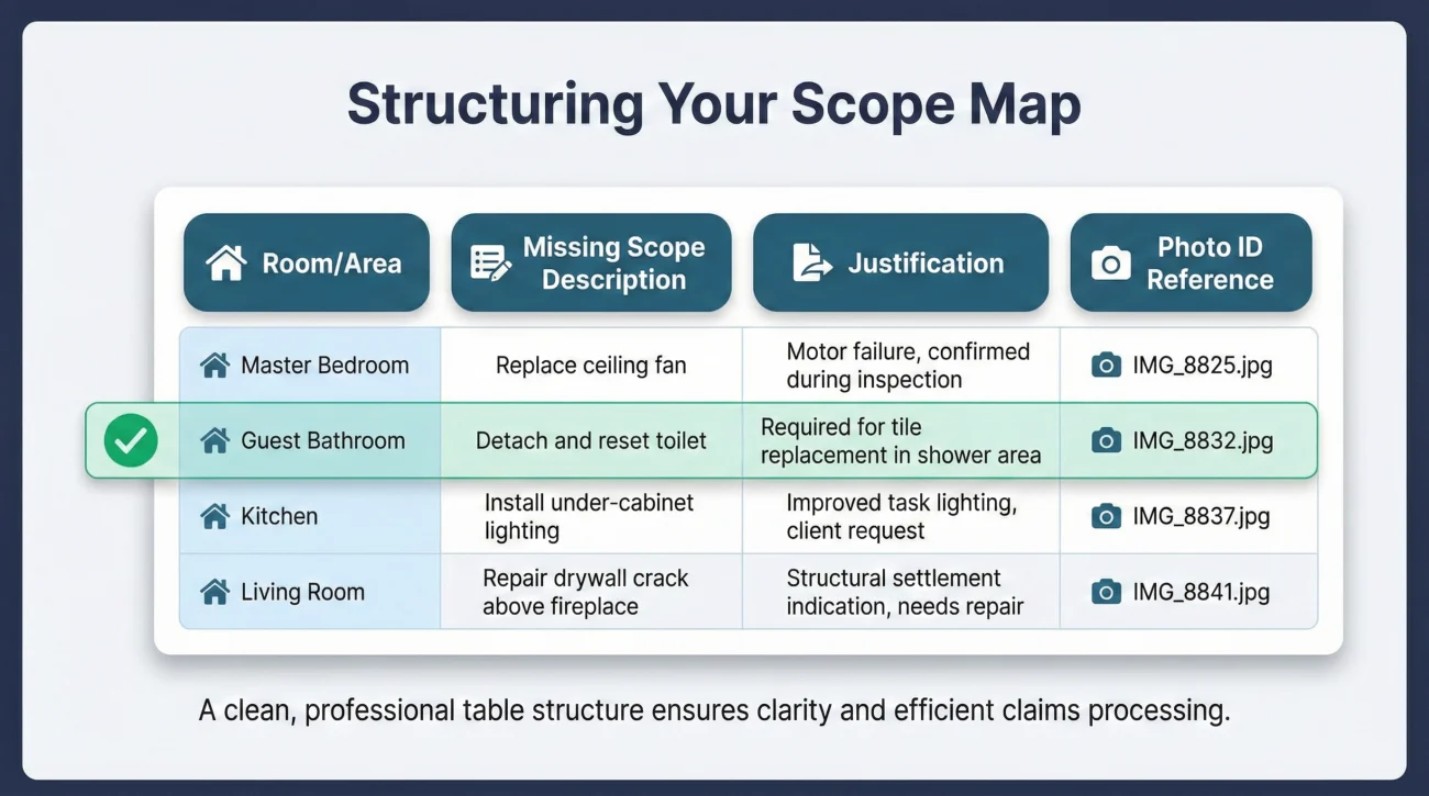 Standard Table Layout For Missing Scope Presentations