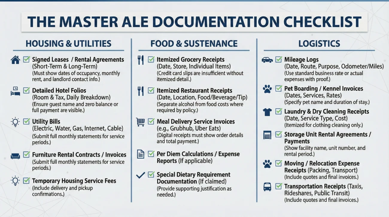 Additional Living Expenses Documentation Checklist