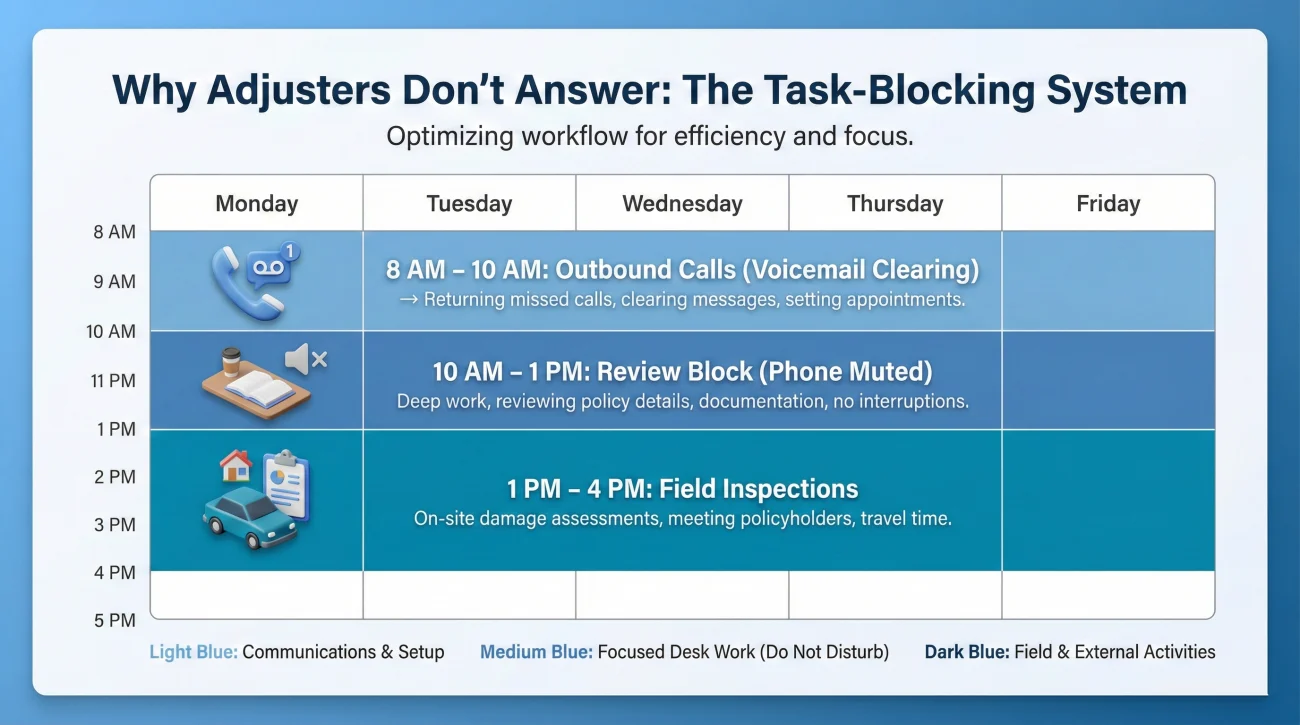 Understanding Insurance Adjuster Daily Task Blocking