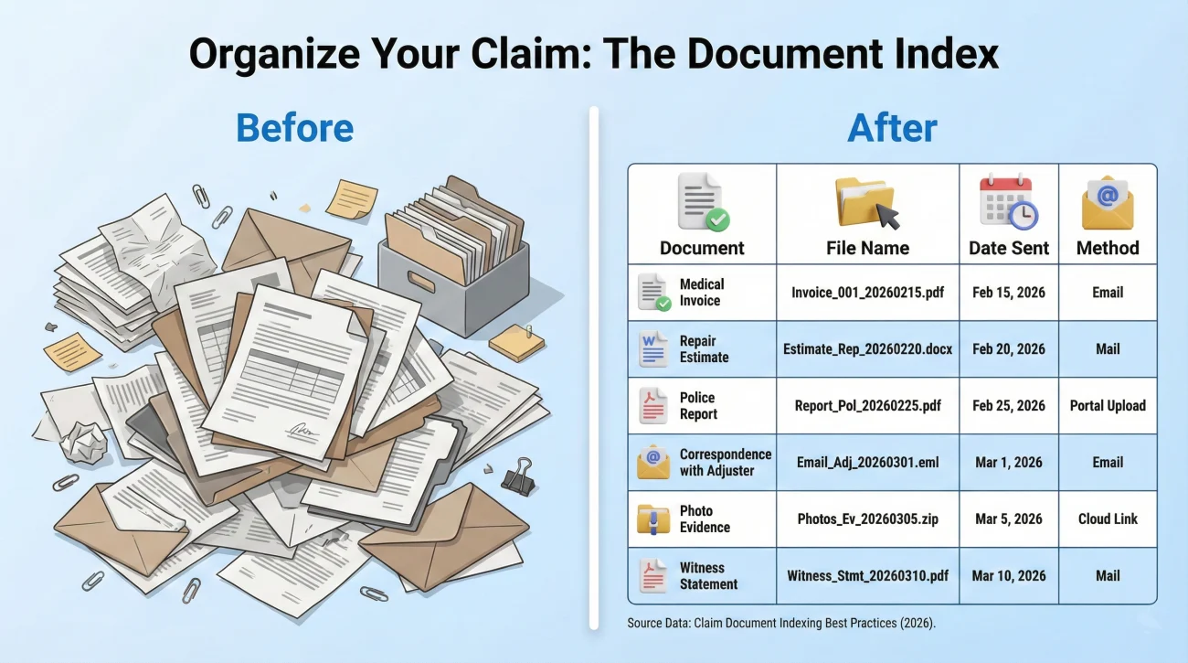 Claim Document Index Table Example