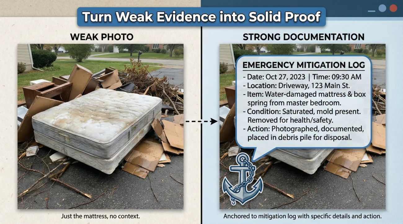 Documenting Damaged Items In Debris Pile