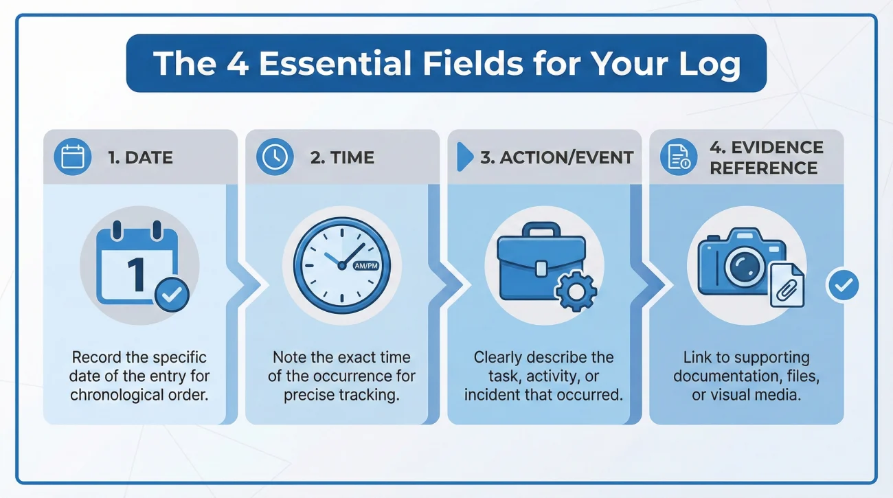 Essential Fields For Insurance Evidence Timeline Log