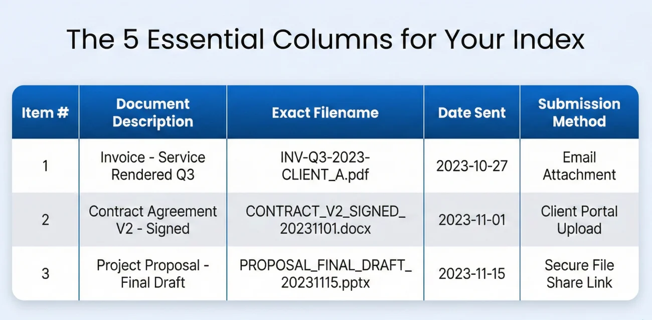 Five Essential Columns For Claim Document Index