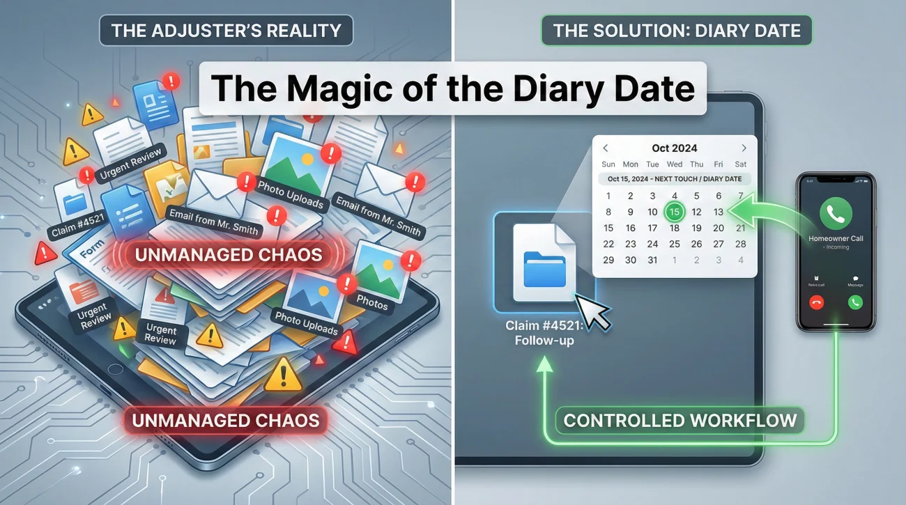 Insurance Adjuster Diary Date Software System