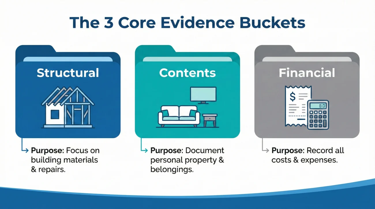 Three Bucket Claim Evidence Categorization